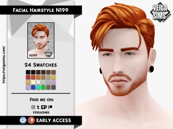 Maxis Match Facial Hair Style N199 by simsfinds - The Sims 4 Custom Content