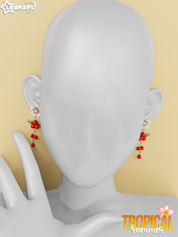 Alpha Tropical Summer Petal Earrings [513 Items] by simsfinds - The Sims 4 Custom Content
