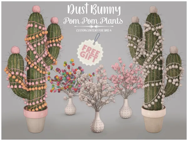 Alpha dust bunny Pom Pom plants (gift) by bergdorfsims - The Sims 4 Custom Content