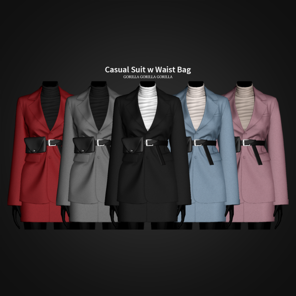 Alpha Casual Suit w Waist Bag by simsfinds - The Sims 4 Custom Content