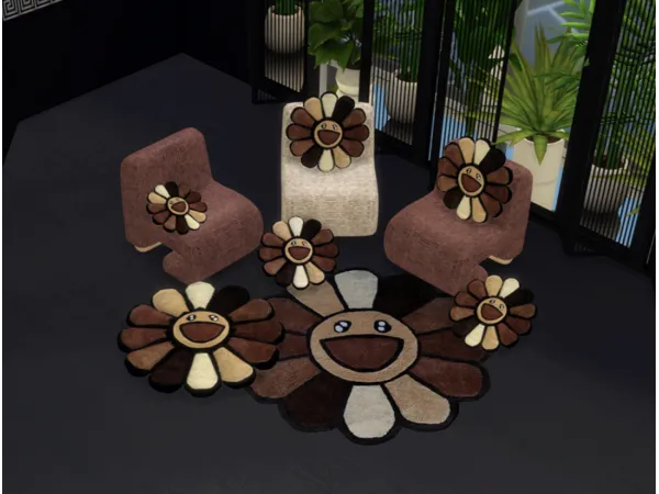 Alpha Pillows Rugs Set FLOWER - The Sims 4 Custom Content