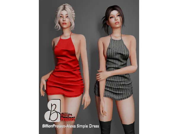 Alpha BillionProject Alexa Simple Dress - The Sims 4 Custom Content