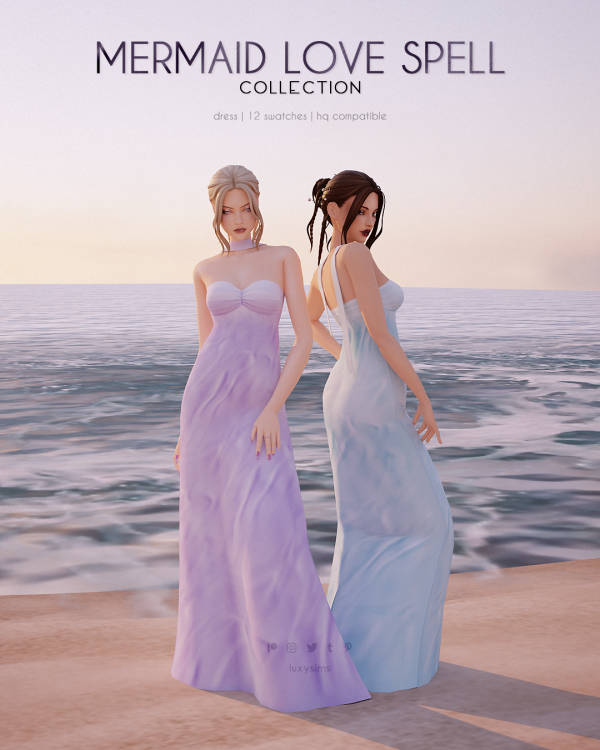 Maxis Match Dress Mermaid Love Spell Collection by luxysims - The Sims 4 Custom Content