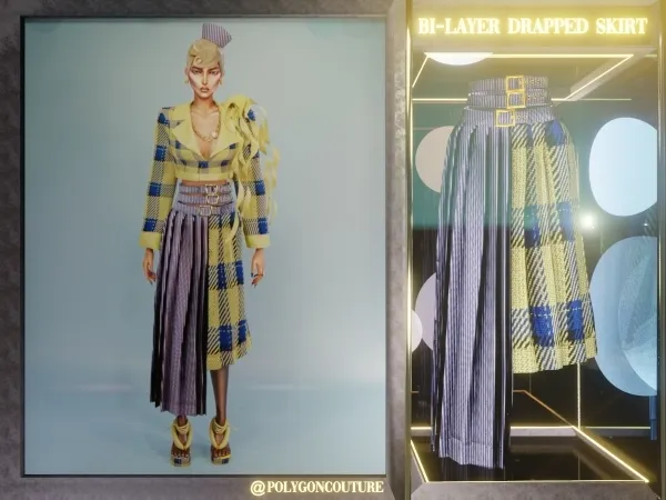 Alpha bi Layer Drapped Skirt by polygoncouture - The Sims 4 Custom Content