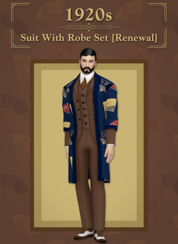Maxis Match [Lonelyboy] 1920s Suit With Robe Set [Renewal] by simsfinds - The Sims 4 Custom Content