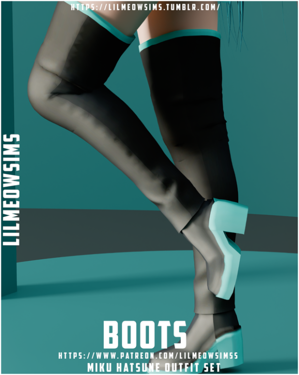 Mix Miku Hatsune Boots by liilmeowsims - The Sims 4 Custom Content