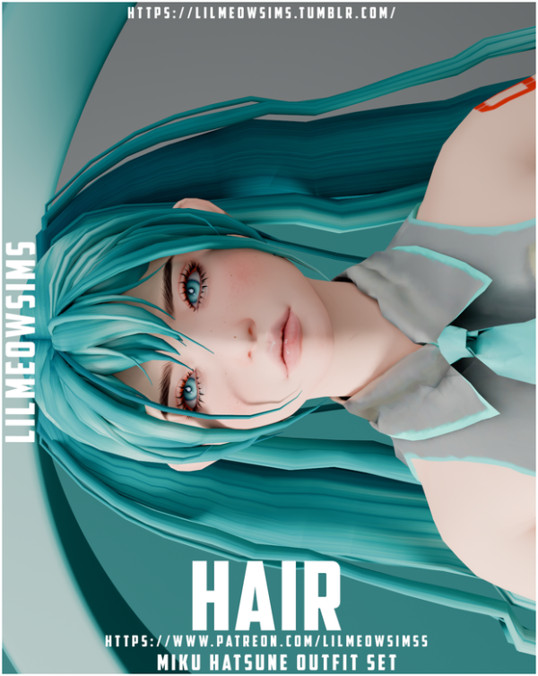 Maxis Match Miku Hatsune Hair by liilmeowsims - The Sims 4 Custom Content