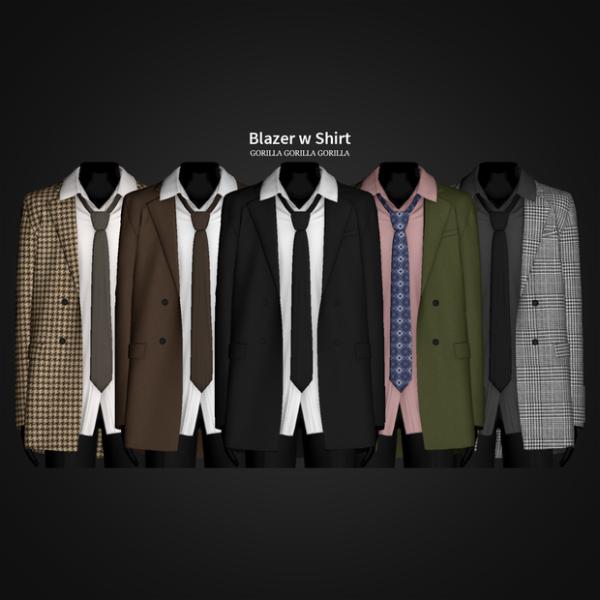 Alpha Blazer w Shirt by simsfinds - The Sims 4 Custom Content