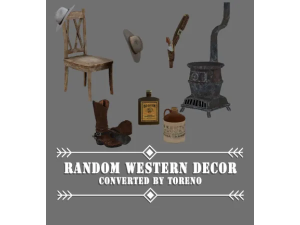 Alpha Random western decor - The Sims 4 Custom Content