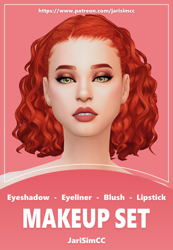 Maxis Match JariSimCC Makeup Set Eyeshadow Eyeliner Blush Lipstick by simsfinds - The Sims 4 Custom Content