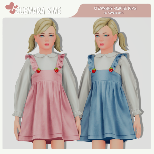 Mix Strawberry Pinafore Dress (Public now) by simsfinds - The Sims 4 Custom Content