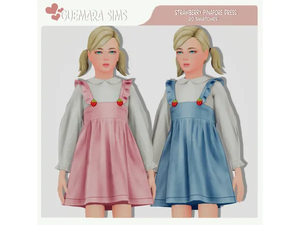 Mix Strawberry Pinafore Dress (Public now) by guemarasims - The Sims 4 Custom Content