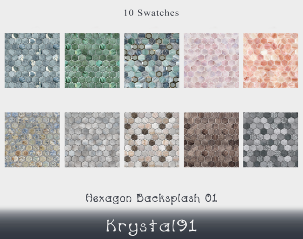 Mix Hexagon Backsplash 01 by simsfinds - The Sims 4 Custom Content