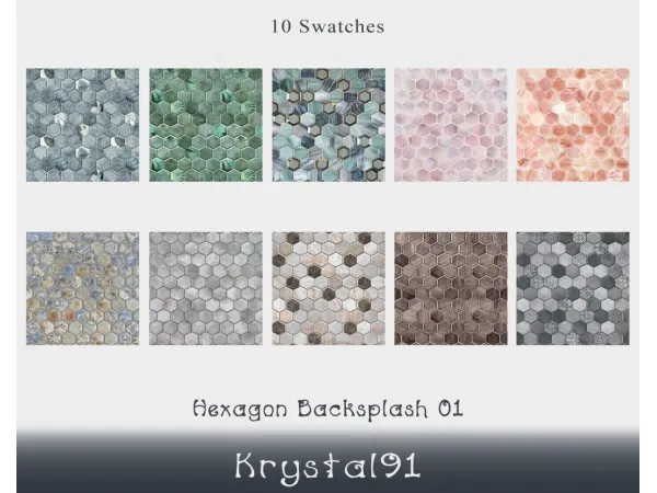 Mix Hexagon Backsplash 01 - The Sims 4 Custom Content