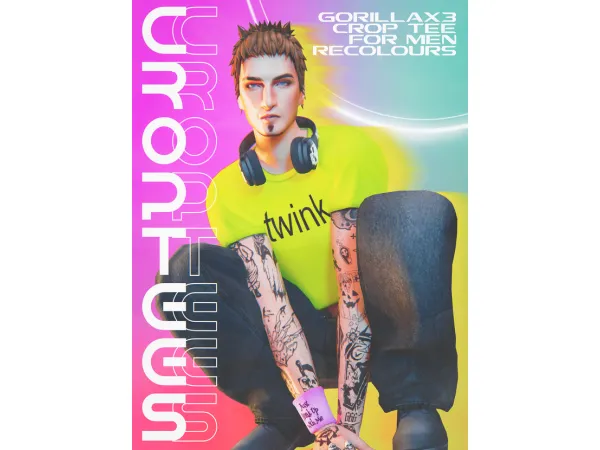 Alpha CROP TEES BERT BANDS FOR MEN by vidcunds - The Sims 4 Custom Content