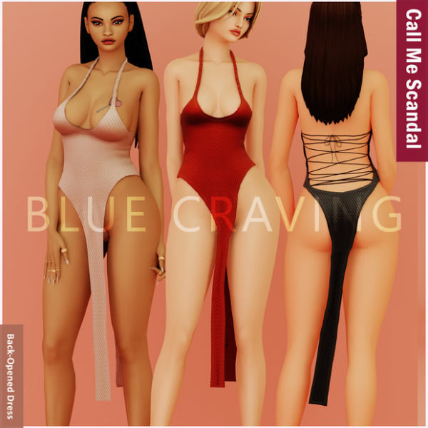 Alpha Blue Craving Back Opened Dress by bluecraving - The Sims 4 Custom Content
