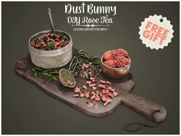 Alpha Dust Bunny DIY Rose Tea (Gift) by bergdorfsims - The Sims 4 Custom Content