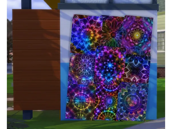 Mix Neon Rainbow Mandala Kaleidoscope Posters by midnightpixie85 - The Sims 4 Custom Content