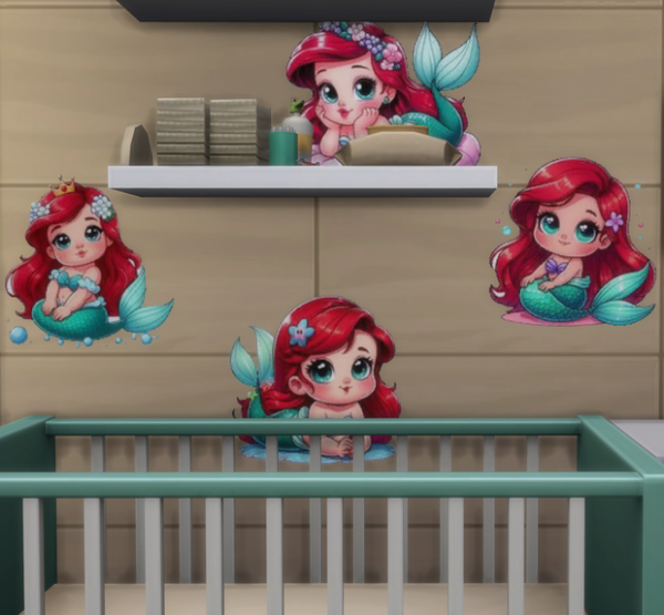 Mix The Little Mermaid Baby Princess Ariel Stickers by simsfinds - The Sims 4 Custom Content
