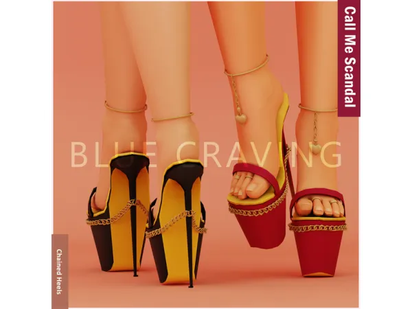 Mix Blue Craving Chained Heels - The Sims 4 Custom Content