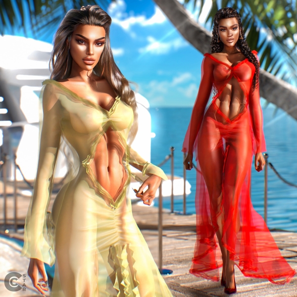 Alpha Sheer Ivory Cut Out Dress cool_content_star by cool_content_star - The Sims 4 Custom Content