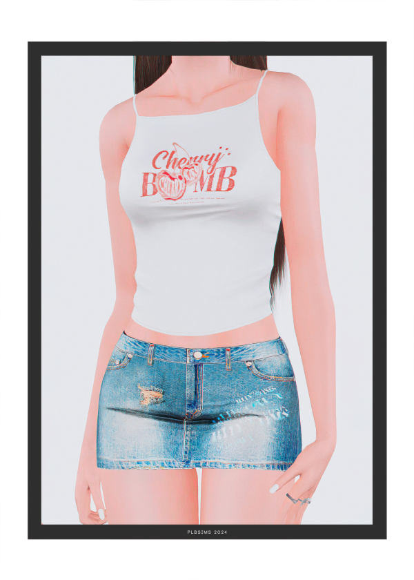 Magnetic Tanktop Doll Denim Skirt by simsfinds - The Sims 3 Custom Content