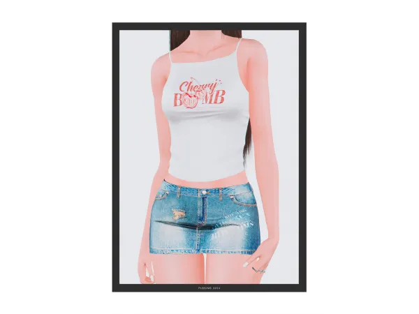 Magnetic Tanktop Doll Denim Skirt by Plbsims - The Sims 3 Custom Content