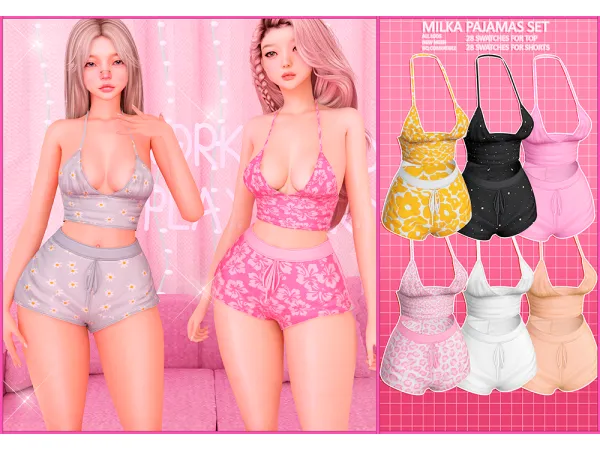 Alpha Milka pajamas set by unknown66irl - The Sims 4 Custom Content
