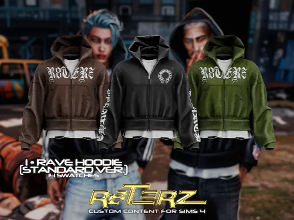 Alpha R8TERZ Rave Hoodie Standard Version by decayed - The Sims 4 Custom Content