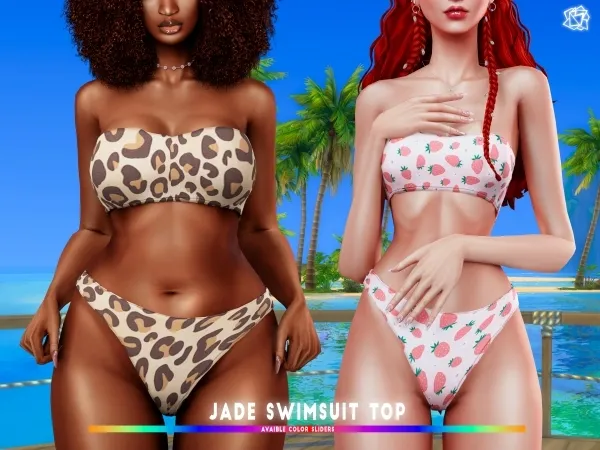 Alpha Jade Swimsuit Top Brsims - The Sims 4 Custom Content