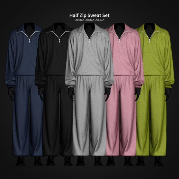 Alpha Half Zip Sweat Set by simsfinds - The Sims 4 Custom Content
