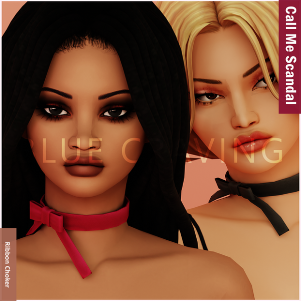 Mix Blue Craving Ribbon Choker by bluecraving - The Sims 4 Custom Content