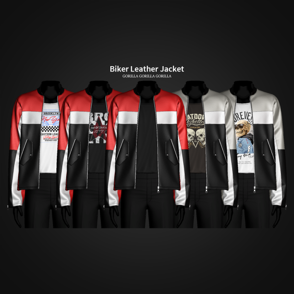 Alpha Biker Leather Jacket gorillax3 by simsfinds - The Sims 4 Custom Content