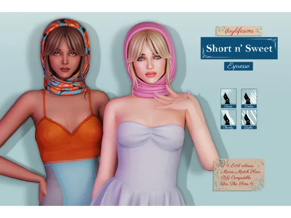 Maxis Match SHORT N' SWEET SET Espresso by daylifesims - The Sims 4 custom content