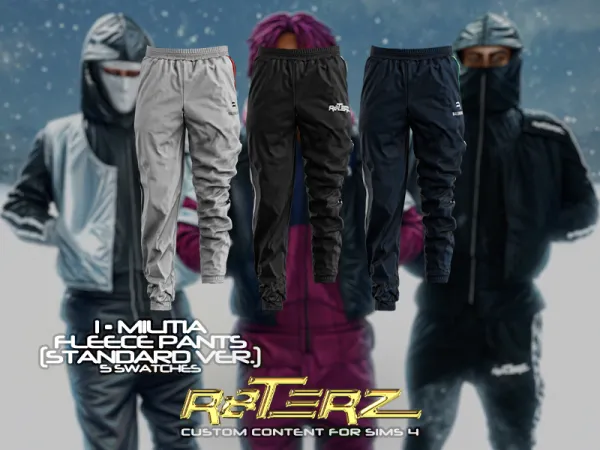 Alpha R8TERZ Militia Fleece Pants Standard Version by decayed - The Sims 4 Custom Content