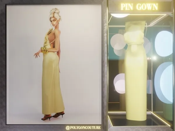 Alpha Pin Gown by polygoncouture - The Sims 4 Custom Content