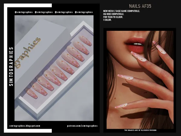 Alpha Nails AF35 - The Sims 4 Custom Content