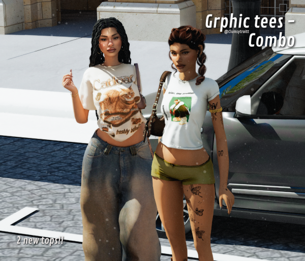 Alpha Graphic tees Combo pack by simsfinds - The Sims 4 Custom Content