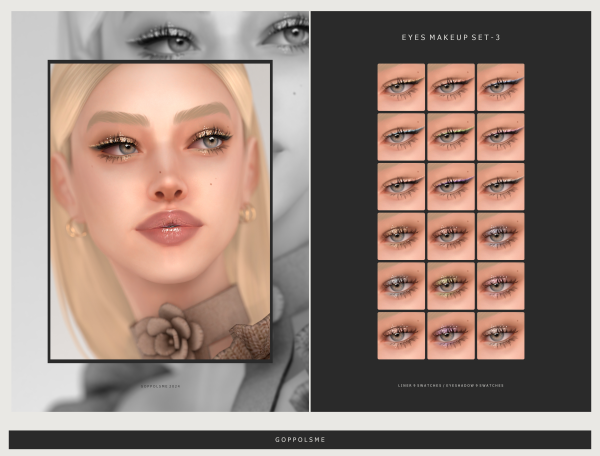 Alpha GPME GOLD EYES MAKEUP SET 3 by simsfinds - The Sims 4 Custom Content