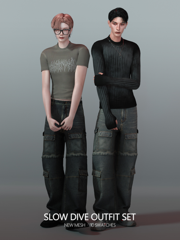 Alpha Slow Dive Outfit Set by simsfinds - The Sims 4 Custom Content