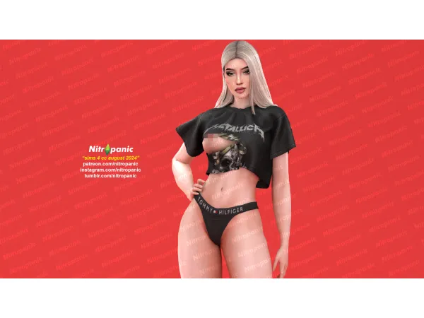 Alpha Nitropanic_Cutted Crop Top - The Sims 4 Custom Content