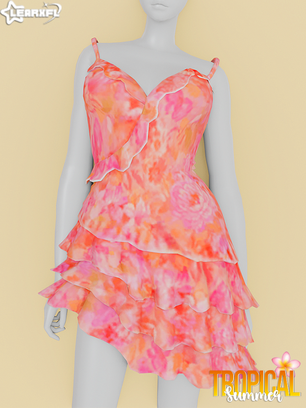 Alpha Tropical Summer Tropical Dress by simsfinds - The Sims 4 Custom Content