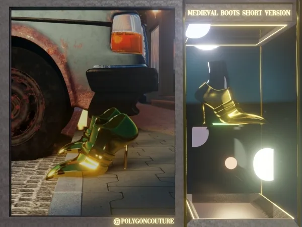 Maxis Match Medieval Boots (short version) by polygoncouture - The Sims 4 Custom Content