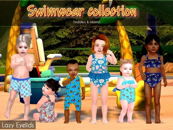 Alpha Swimwear collection (toddlers kids) - The Sims 4 Custom Content