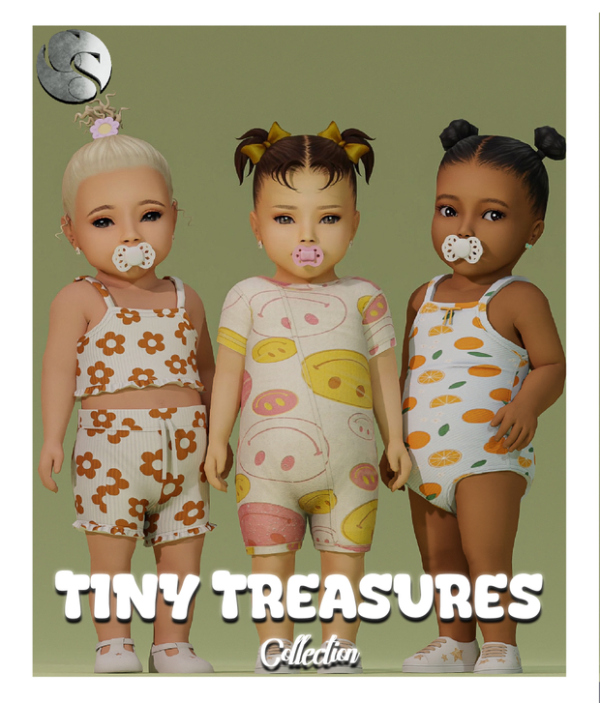 Maxis Match CAMUFLAJE Tiny Treasures Infant Collection (Co Ord 2 Onsies 2 Earrings) FS by simsfinds - The Sims 4 Custom Content