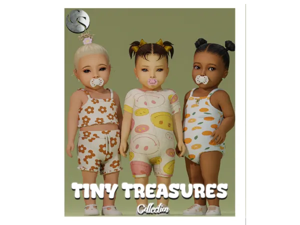 Maxis Match CAMUFLAJE Tiny Treasures Infant Collection (Co Ord 2 Onsies 2 Earrings) FS by camuflaje - The Sims 4 Custom Content