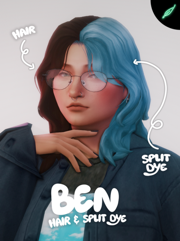 Maxis Match ben hair split dye by simsfinds - The Sims 4 Custom Content