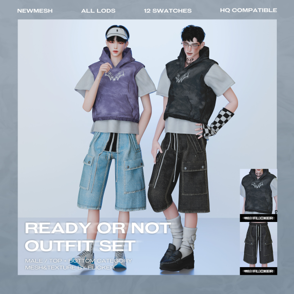 Alpha [IN GAME Ver] READY OR NOT OUTFIT SET by simsfinds - The Sims 4 Custom Content