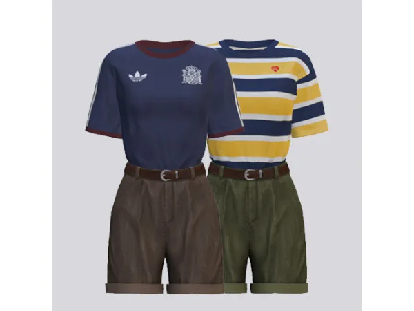 Basic T-Shirt, Cotton Corduroy Shorts by NORU