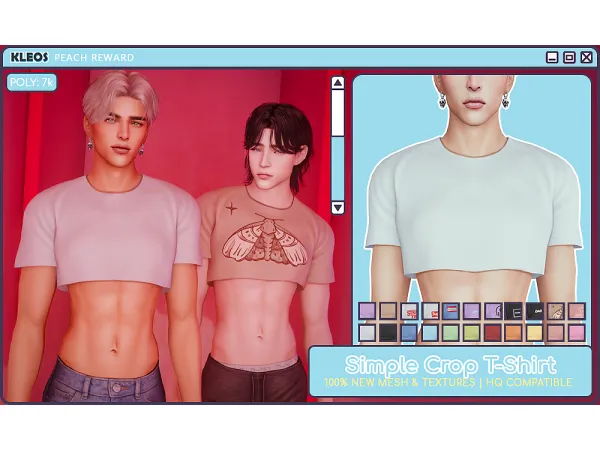 Alpha PEACH Simple Crop Top by smsims - The Sims 4 Custom Content